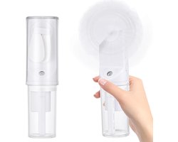 Handventilator met water, mini-handventilator, oplaadbaar, kleine ventilator met 4-traps instelling en watersproeifunctie voor reizen, thuiskantoor, camping, outdoor, wit