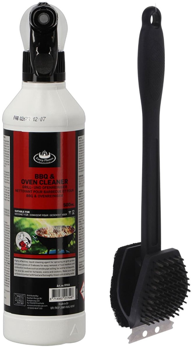 BBQ reinigingsset - barbecue schoonmaakborstel - reiniging spray