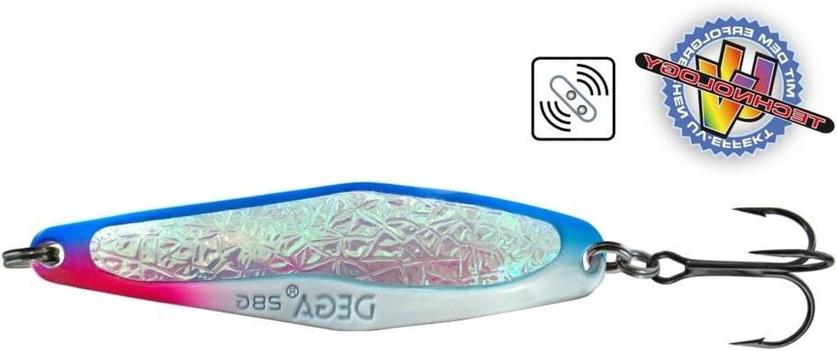 Vis Lokaas - S-vorm Wobbler - Roofvis Vangen - UV Actief - 8cm 21g - Blauw Wit