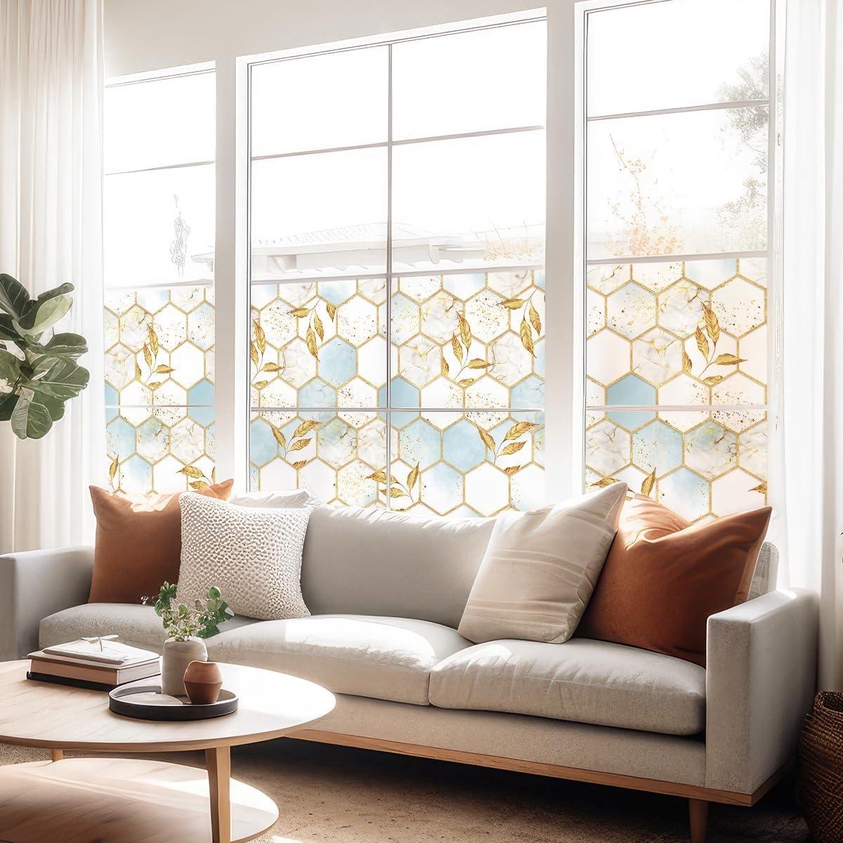 Ambiance Sticker Zelfklevende raamfolie, ondoorzichtig, honingraat, chic, inkijkbeschermin