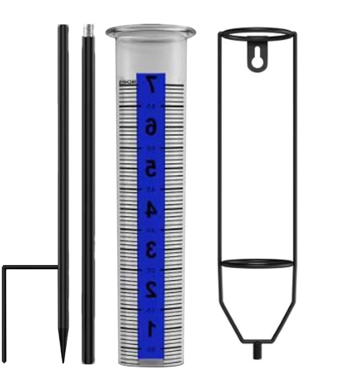 Regenmeter Tuin - Meetinstrument Regen - Waterhoeveelheid Meten - Verstelbare Hoogte - 27 x 7.5 x 7 cm - Transparant