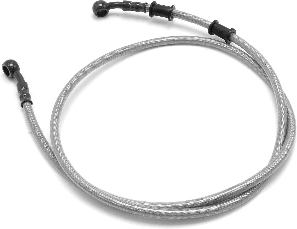 Motorremleiding - Hydraulische slang - Motoronderhoud - Stalen vlechtwerk - 120 cm - Zilver