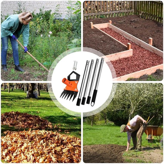 Tuin Hark - Gras onkruidgereedschap - Gazon Onderhoud - Verstelbare Handsteel - 155 cm - Zilver — afbeelding 4