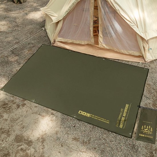 Tent vloerdoek - Outdoor mat - Kamperen en picknicken - Waterdicht PU2000mm - 205 x 135 cm - Leger groen — afbeelding 2