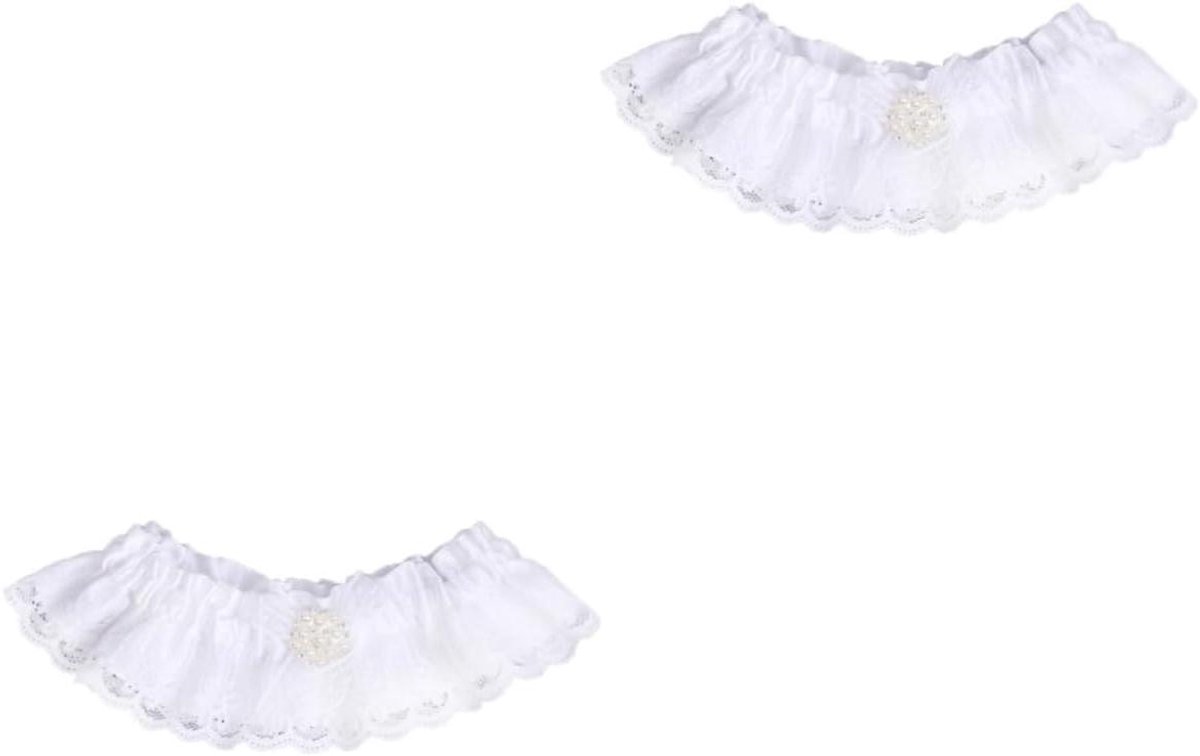 Bruiloft Kousenband - Bruidsaccessoire - Bruidsjurk - Kant en Strass - 34 cm - Wit