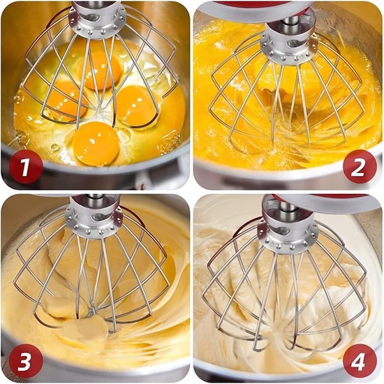 Mixer Opzetstuk - Garde Klopper - Beslag Maken - Roestvrij Staal - 6 Quart - Zilver — afbeelding 2