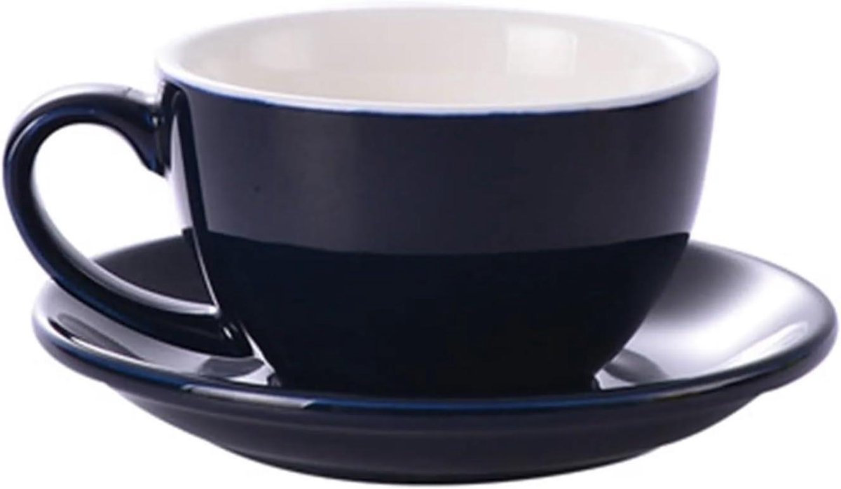 Kop en Schotel - Espresso Mok - Thee Moment - Keramisch Materiaal - 70ml - Zwart