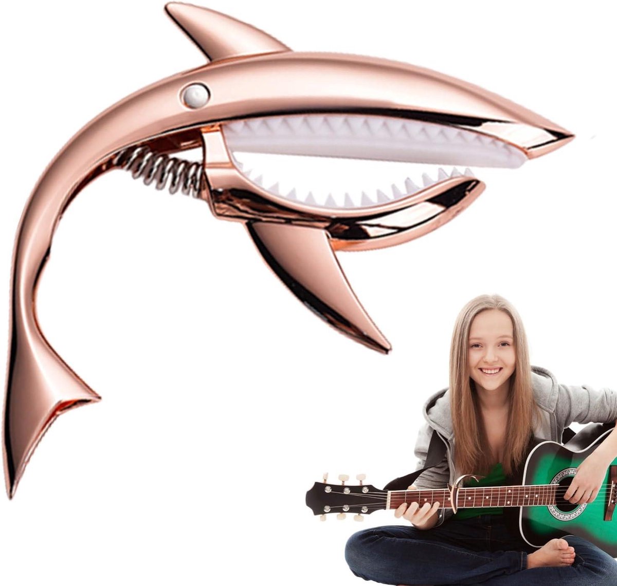 Gitaar Capo - Muziek Accessoire - Akkoord Veranderen - Robuust Metaal - 13x8.5 cm - Rosé Goud
