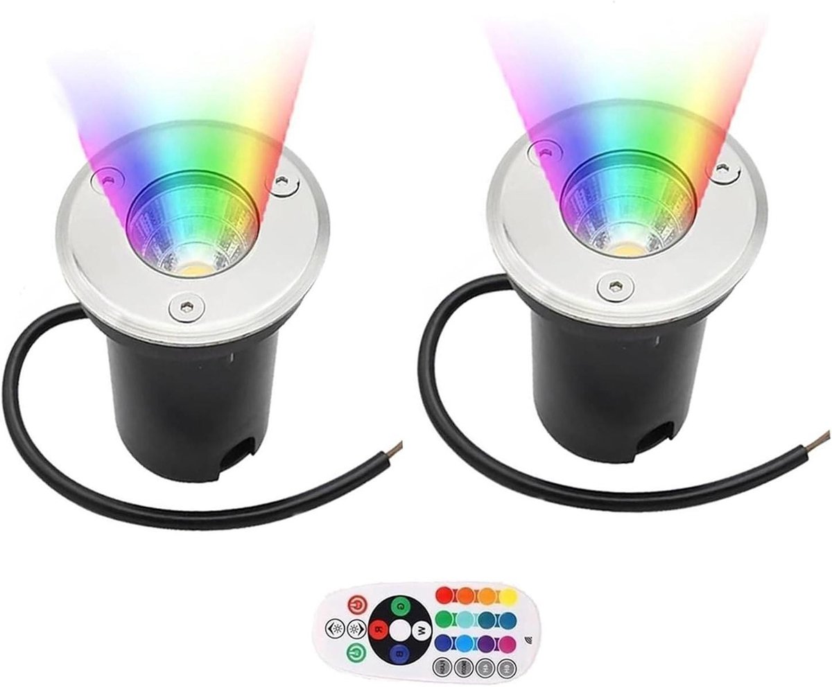 Vloerlampen Set - Buiten Spots - Tuin Verlichten - RGB Kleurkeuze - 6W 12V - Meerkleurig