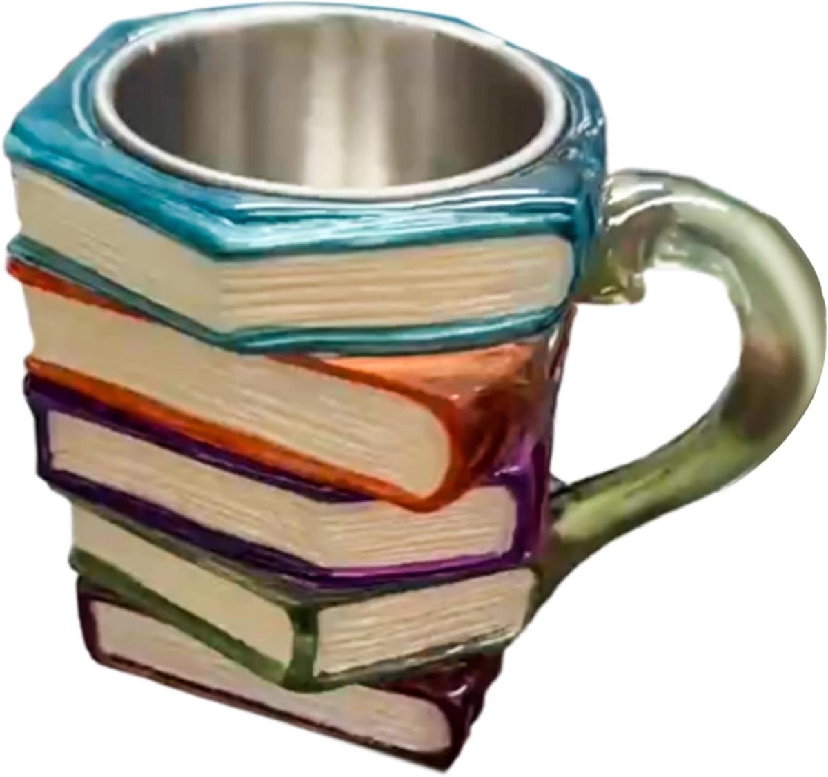 Boek Mok - Theekopje Hars - Dranken Serveren - Uniek Boek Design - 16.7cm Breed - Bruin
