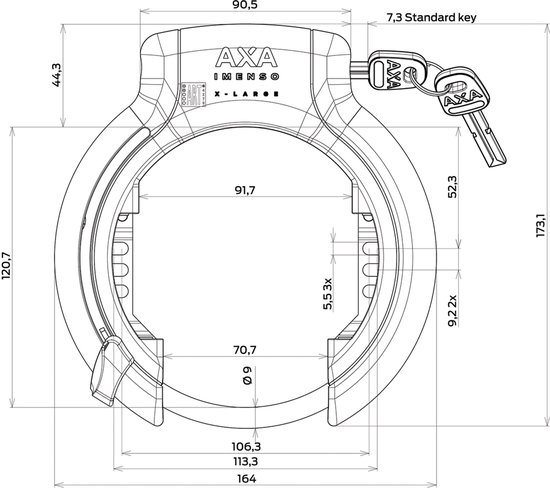 Axa Imenso XL ringlslot met Bosch Gen3 Frame accuslot van AXA — afbeelding 2