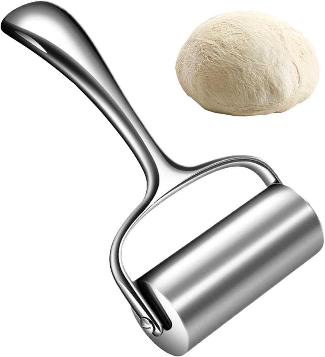Deegroller - Bakroller - Bakken en Koken - Roestvrij staal - 21 x 10 cm - Zilver