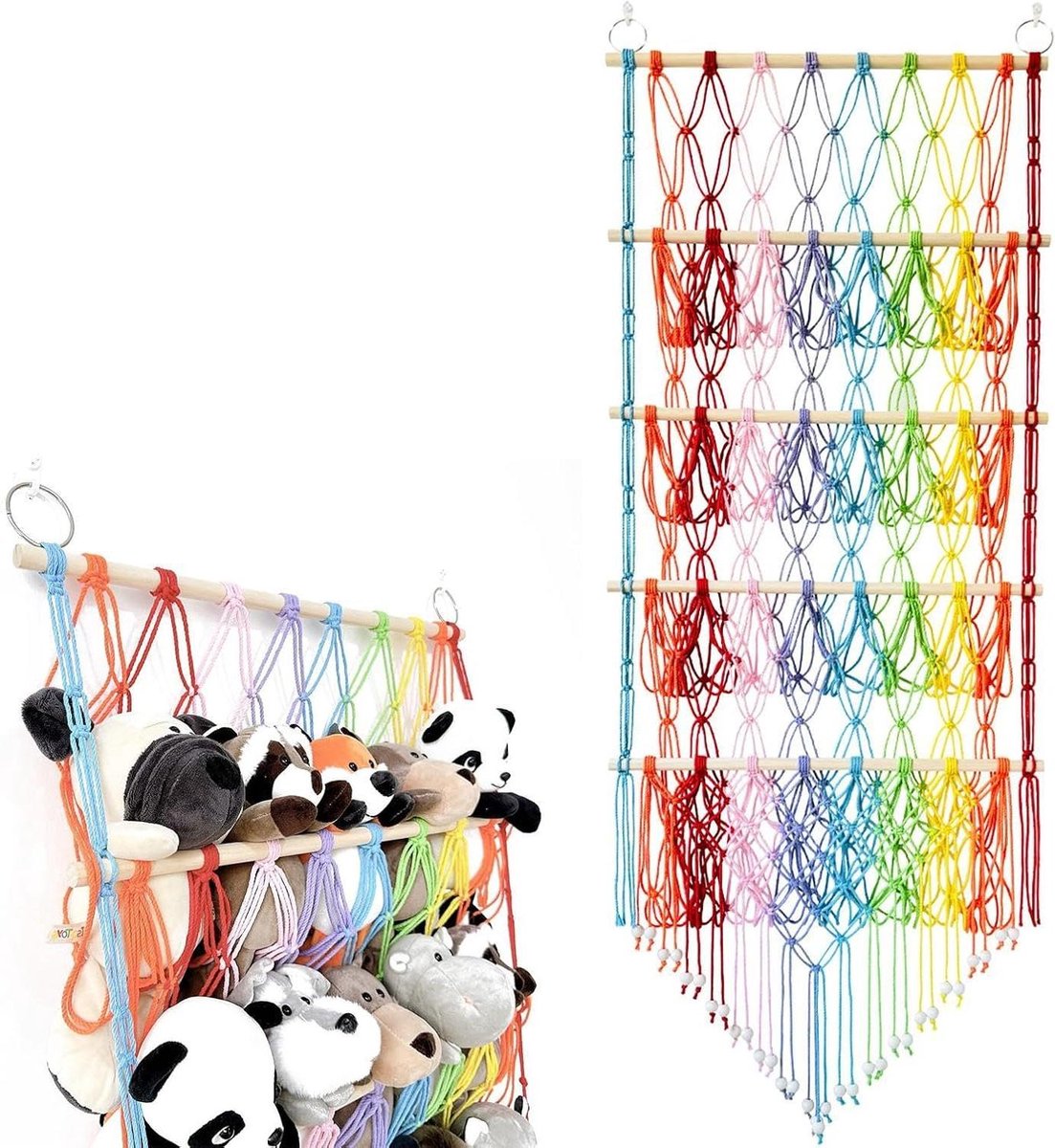 Hangmat Organizer - Speelgoed Net - Ruimte Besparen - 4 Niveaus Opslag - 130 x 52 cm - Veelkleurig
