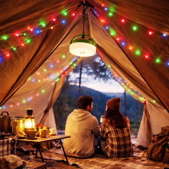 TechEssentials® Solar Camping Lichtsnoer Met Afstandsbediening - 10 Meter - IP67 Waterdicht - Oprolbaar - Oplaadbaar - Multi-Kleur - Verlichting Buiten Slinger - Lampjes - Lampenslinger - Kampeerlamp - Tentlamp van TechEssentials — afbeelding 2