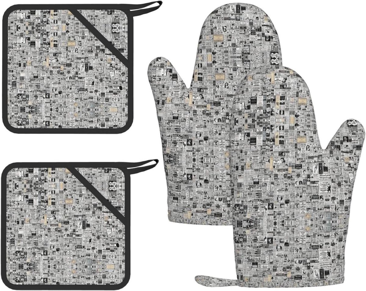 Ovenwanten en Pads - Keuken set - Hittebescherming Keuken - Antislip Siliconen Grip - Set van 4 - Zwart