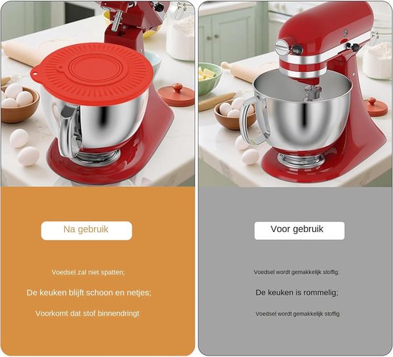 Mixer Spatbeschermer - Keuken Accessoire - Schoon Maken - Flexibel Siliconen - 23.4 cm Diameter - Rood — afbeelding 5