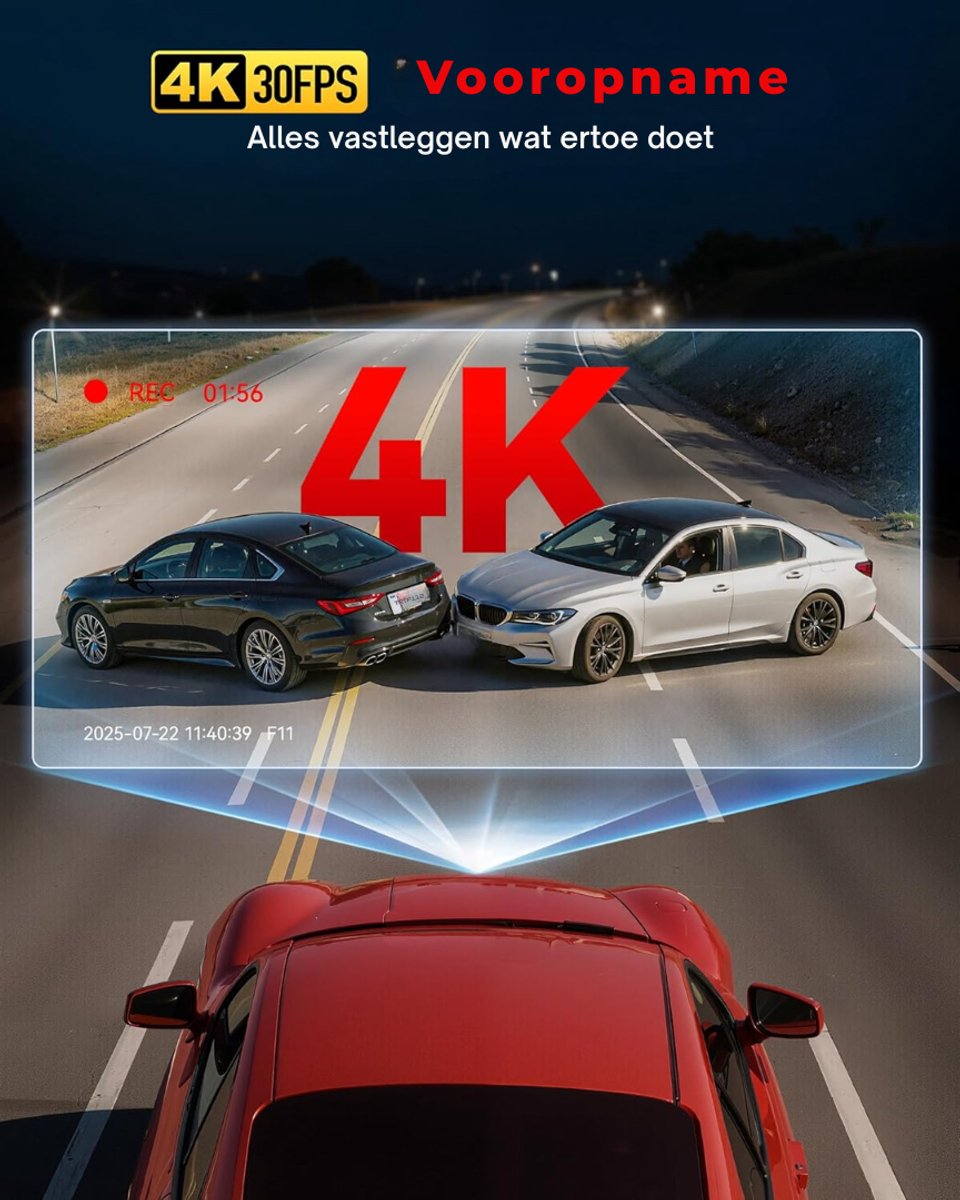 DnA® Dashcam - Dashcam Voor Auto - Dashcams - Dashcam Voor Auto Voor en Achter - Dashcam Draadloos - Zwart - 9cm x 4cm x 4cm – foto 7
