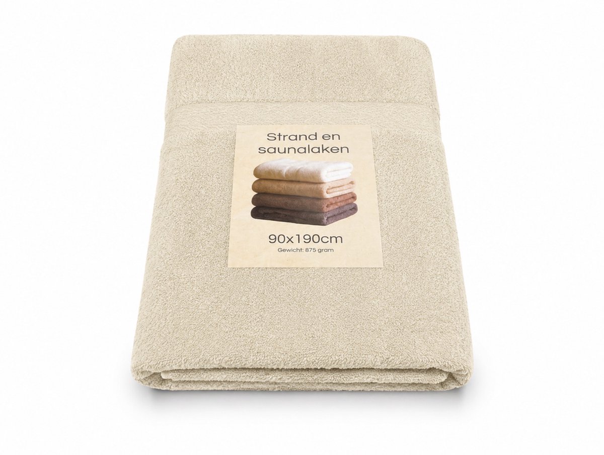 2x Strandlaken / Saunalaken Beige – 90x190 cm – Zacht & Sneldrogend – Luxe Handdoek
