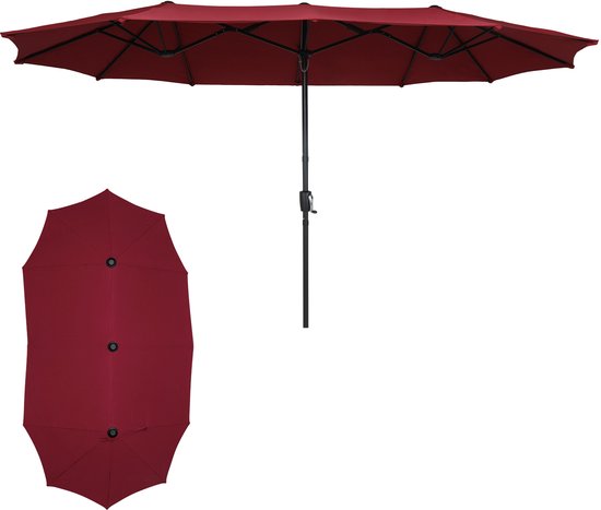 Puluomis - Double parasol - 400x200cm - Parasols à mât - UV50+ - Parasol de jardin rectangulaire - Aluminium - Housse de protection incluse - Bordeaux