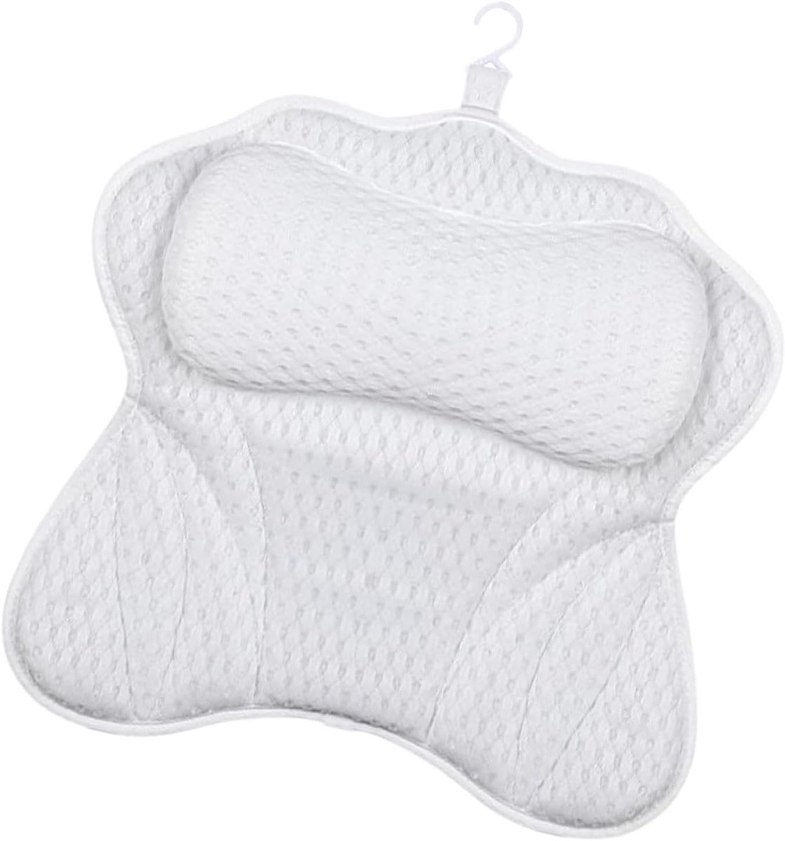 Badkussen - Nekkussen Bad - Ontspanning in bad - 4D Mesh Ventilatie - 47 x 42 cm - Wit