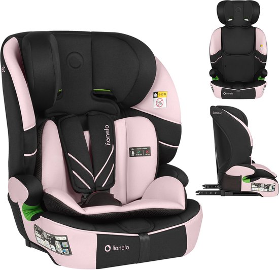Lionelo Autostoel met ISOFIX – 1.5 tot 12 jaar (76-150 cm / 9 - 36 kg / Groep 1 2 3) – Nieuwste norm – Groeit mee – Breed zit- en rugdeel – 10-standen Hoofdsteun – Wasbare hoes – 5 Punts Gordel – Autostoeltje voor Baby, Kind, Peuter – Levi Fix i-Size