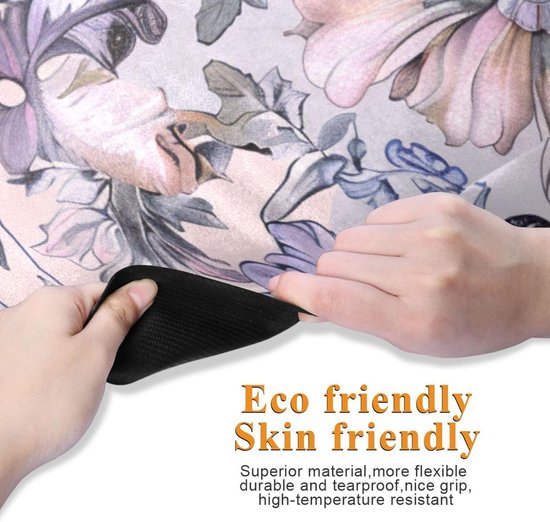 Paars Grijs Florals Boho gedrukt hot yoga mat antislip voor thuis gym, natuurlijk rubber antislip, met tas tapete para ejercicio 71x26 inch — afbeelding 5