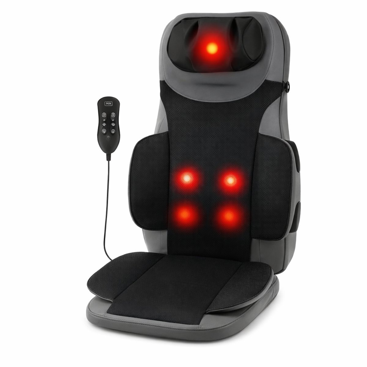 Jurrys Massage Zitkussen met Warmtefunctie – Nek, Rug & Schouder Massage – 5 standen – Ergonomisch – Thuis, Auto & Kantoor