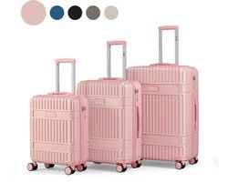 SKYCASES Kofferset - Classic Heritage - 3 Delig - Handbagage & Check-in Koffers - 36L/63L/100L - TSA Slot - 360° geruisloze wielen - Lichtgewicht - Roze