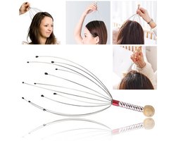 Octopus Hoofd Massager - RVS Gegraveerde Hoofd Ontspanner - Brein Massage Klauw - Hoofdhuid Krabber - Jeuk Verlichter - Willekeurige Kleur