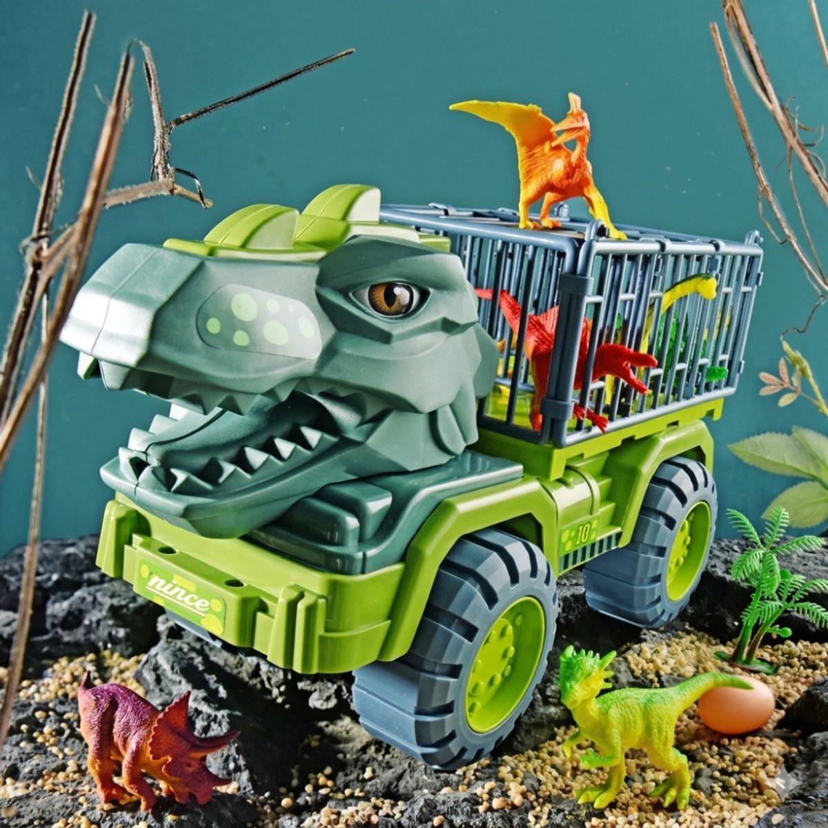 Nince Dinosaurus Transport Truck - Speelgoed Auto met 16 Dino's - Dino - Auto Speelgoed - Jongens Speelgoed - Meisjes Speelgoed - Speelgoed 3 Jaar - Speelgoed 4 Jaar - Speelgoed 5 Jaar - Kinderspeelgoed - Dinosaurus - Speelgoed Autos Jongens — afbeelding 5