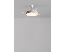 CREATE - Stille plafondventilator 40W (Ø107cm) met intrekbare bladen en LED-licht - Afstandsbediening - 6 snelheden - Programmeerbaar - WIND CLEAR CONTOUR