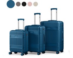 SKYCASES Kofferset - Classic Heritage - 3 Delig - Handbagage & Check-in Koffers - 36L/63L/100L - TSA Slot - 360° geruisloze wielen - Lichtgewicht - Donkerblauw