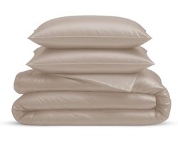 Linenwalas Dekbedovertrekset voor klein tweepersoonsbed van 120 cm breed, bamboe beddengoed, anti-allergisch, zacht, verkoelend, luxe beddengoed, dekbedovertrek, 170 x 200 cm, taupe