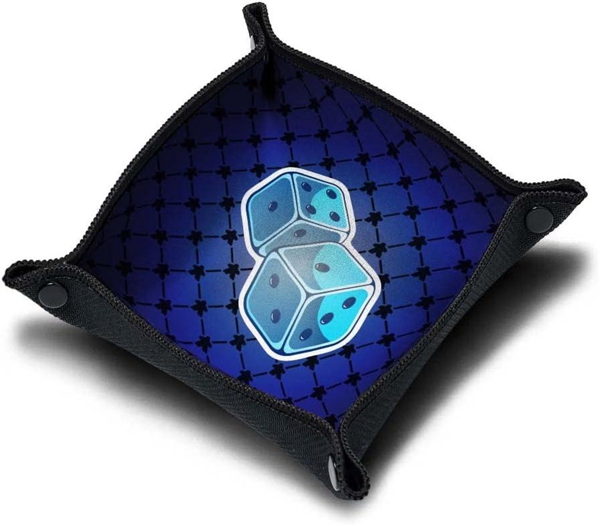 Dobbelsteenbak - Kubusbak dienblad - Gezelschapsspellen spelen - Opvouwbaar met drukknopen - 21 x 21 cm - Scooter blauw
