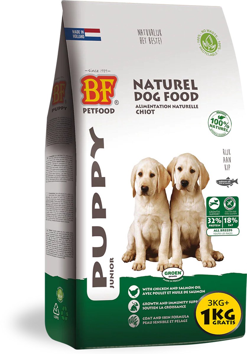 Bf petfood puppy 12.5 kg + Rex kluifjes puppy