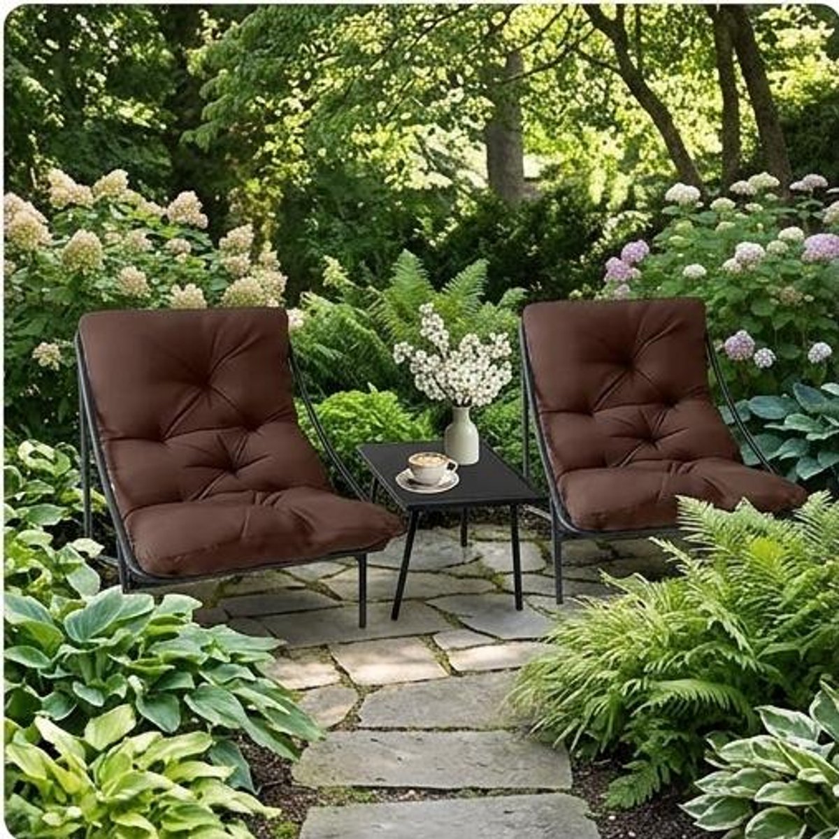 Balkonmeubelset 3-delig met Tafel en 2 Stoelen 90x69x80 cm – Bruin Tuinset voor Klein Balkon met Kussens – Compacte Loungeset Outdoor – Urbanhome
