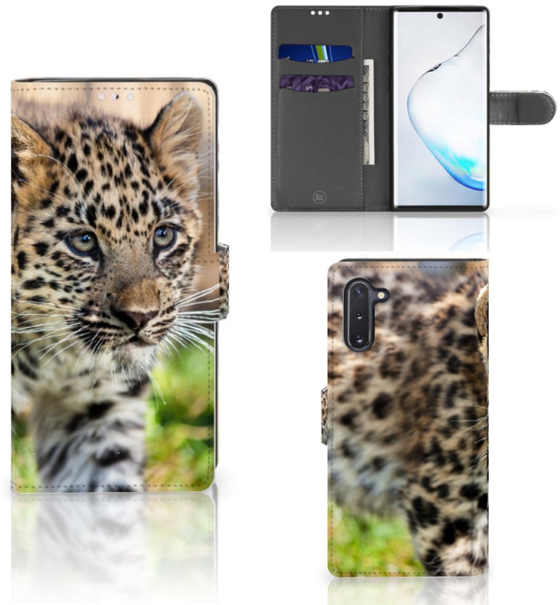 Samsung Galaxy Note 10 Telefoonhoesje met Pasjes Baby Luipaard