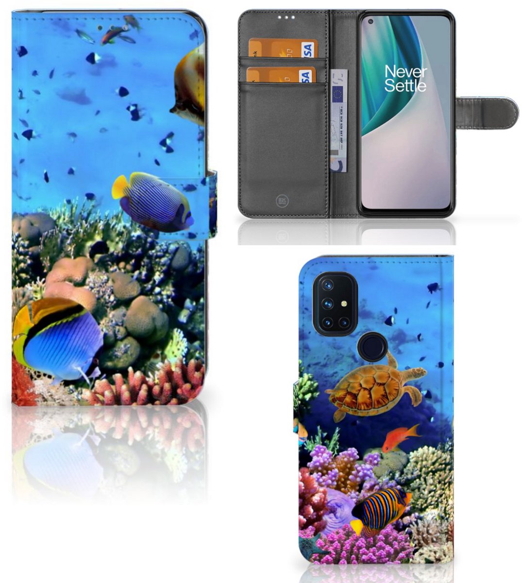 OnePlus Nord N10 Telefoonhoesje met Pasjes Vissen