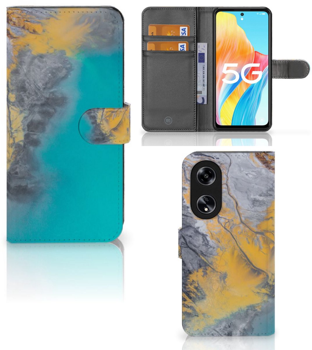 OPPO Reno8 T 5G Bookcase Marble Blue Gold