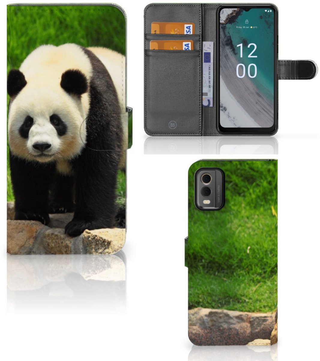 Nokia C32 Telefoonhoesje met Pasjes Panda