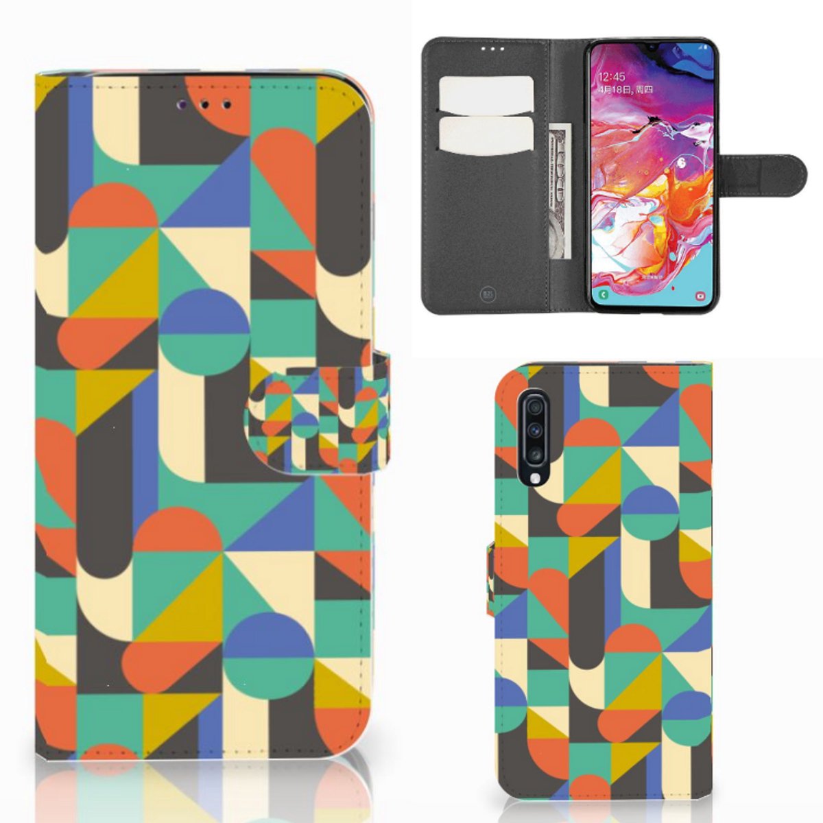 Book Case voor Samsung Galaxy A70 Telefoon Hoesje Funky Retro