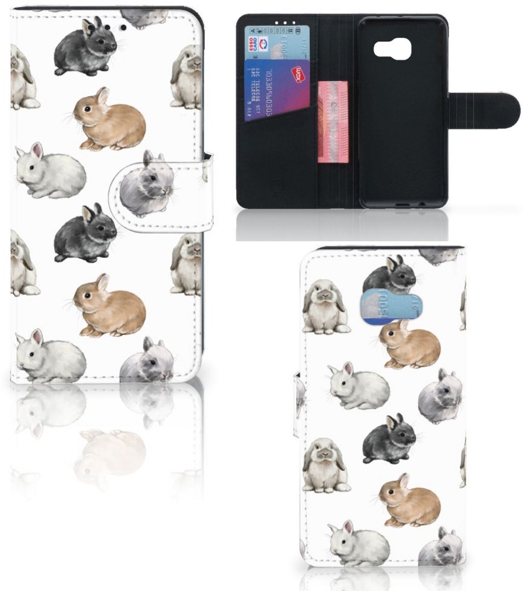 Telefoonhoesje met Pasjes voor Samsung Galaxy A3 2017 Konijntjes