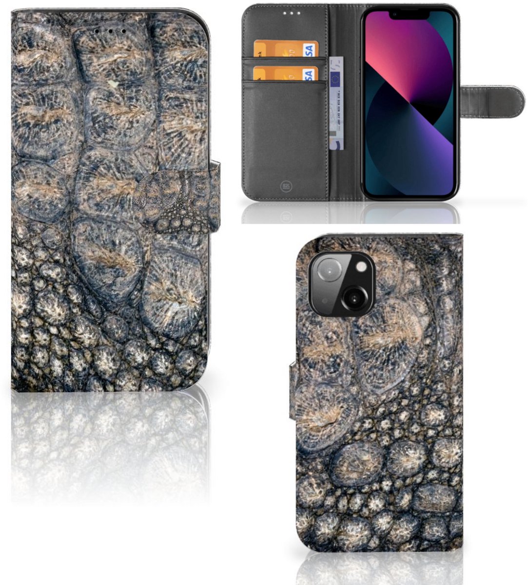 Apple iPhone 13 Telefoonhoesje met Pasjes Krokodillenprint
