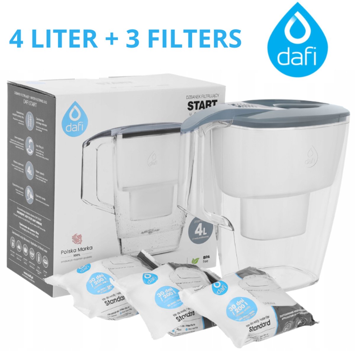 DAFI START Unimax Waterfilterkan 4L – Inclusief 3 Filters