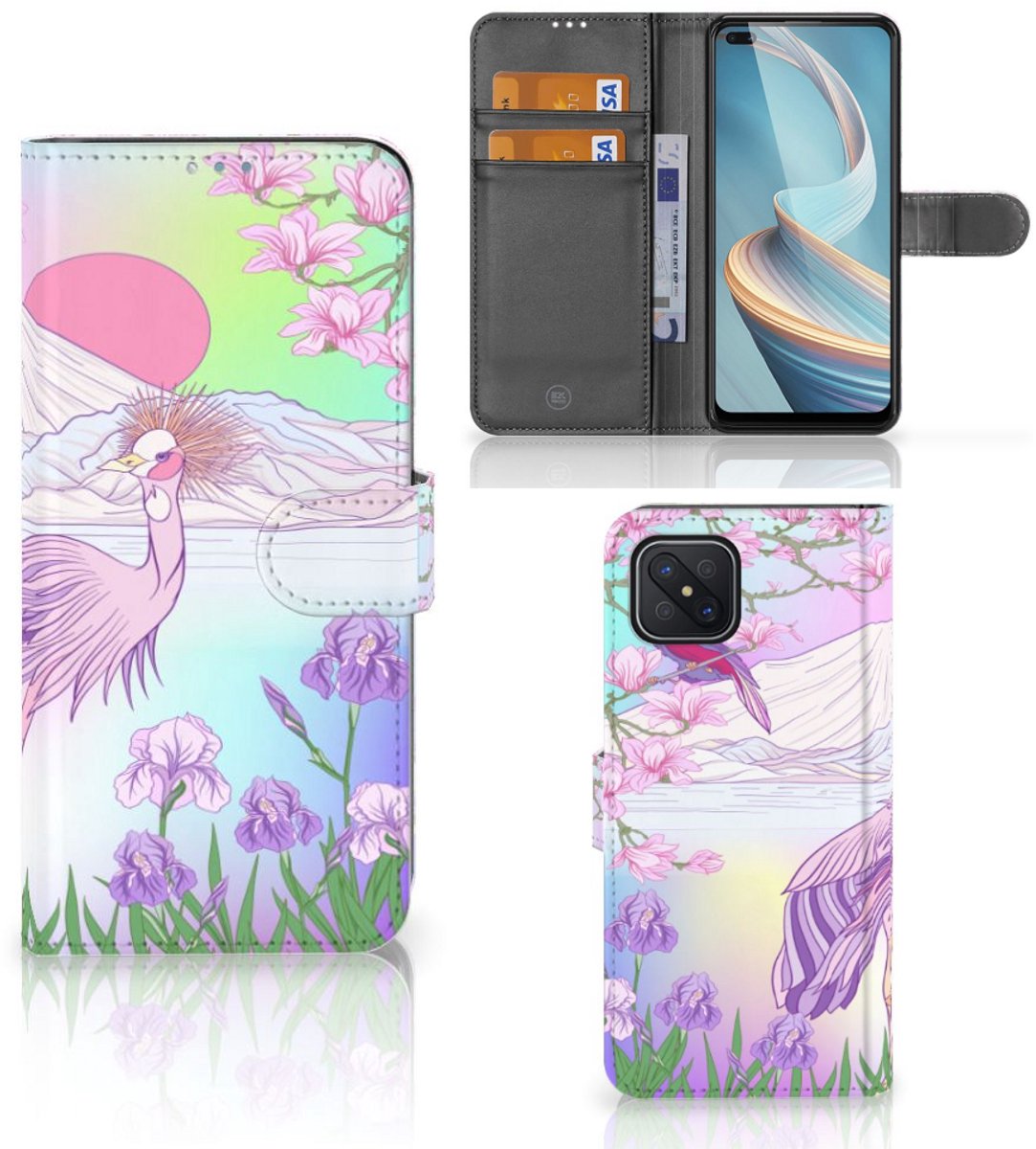 OPPO Reno4 Z Telefoonhoesje met Pasjes Bird