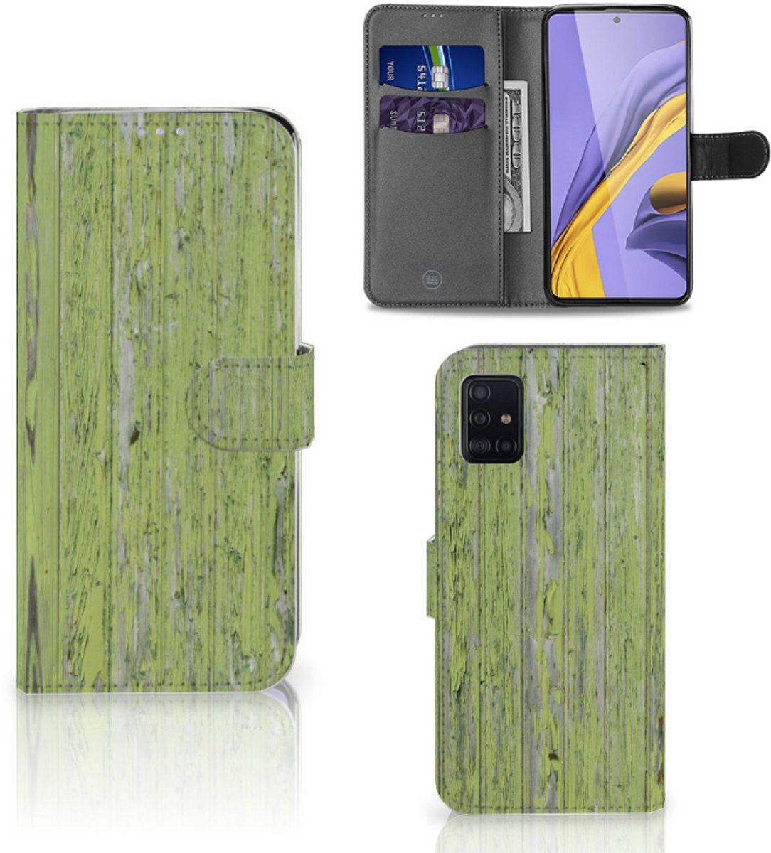 Samsung Galaxy A51 Book Style Case Green Wood