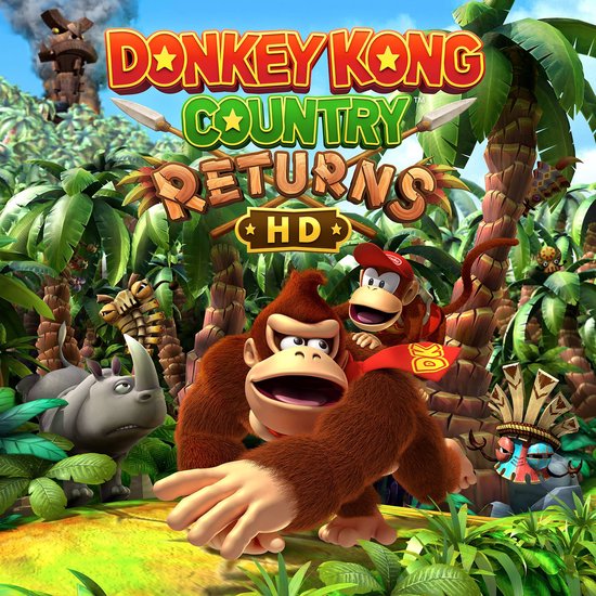 Donkey Kong et Diddy Kong, la mascotte du jeu Donkey Kong Country Returns HD.