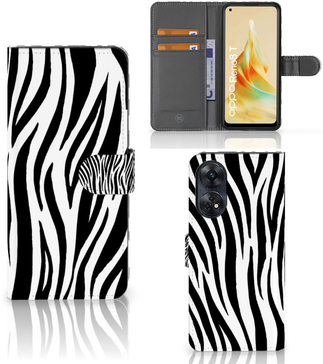 OPPO Reno8 T 4G Telefoonhoesje met Pasjes Zebra