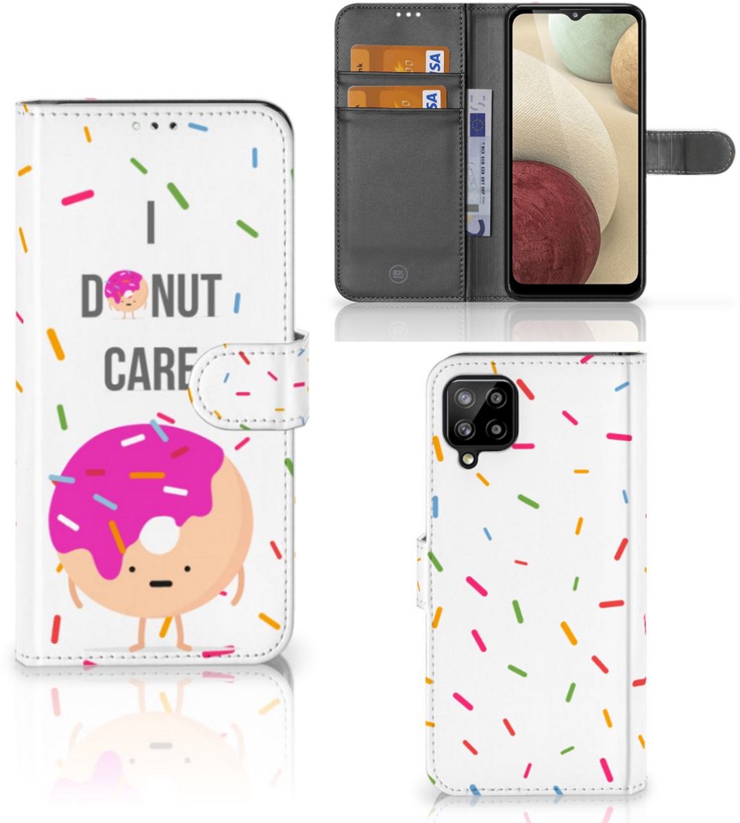 Samsung Galaxy A12 Book Cover Donut Roze