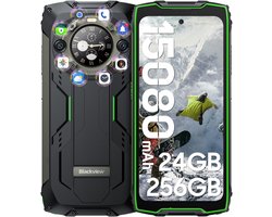 Blackview BV9300 Pro - Robuuste Smartphone - 24GB RAM - 256GB - 15080mAh - 120Hz 6.7" FHD - Dual 4G LTE - 64MP+32MP - IP68 Waterdicht - 1.32" Achterkant Dsiplay - NFC - GPS - Groen